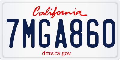 CA license plate 7MGA860