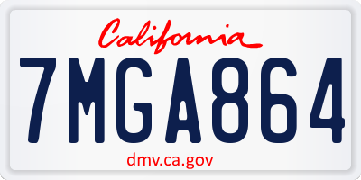 CA license plate 7MGA864