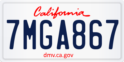 CA license plate 7MGA867