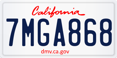 CA license plate 7MGA868