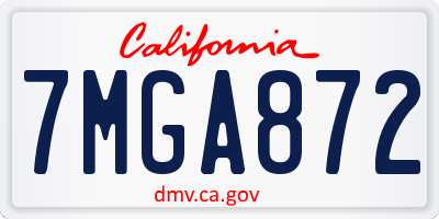 CA license plate 7MGA872