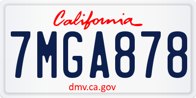 CA license plate 7MGA878