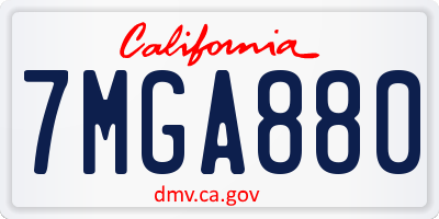 CA license plate 7MGA880