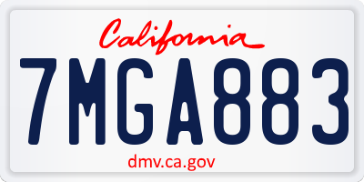 CA license plate 7MGA883