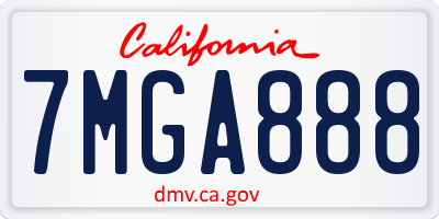 CA license plate 7MGA888