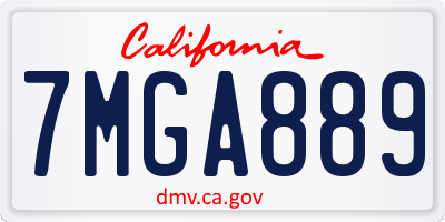 CA license plate 7MGA889