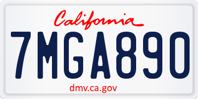 CA license plate 7MGA890