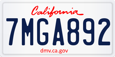 CA license plate 7MGA892