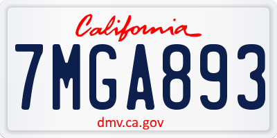 CA license plate 7MGA893