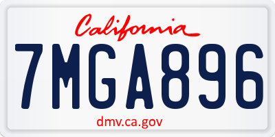 CA license plate 7MGA896