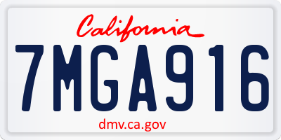 CA license plate 7MGA916