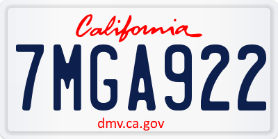 CA license plate 7MGA922