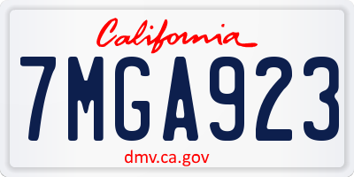 CA license plate 7MGA923