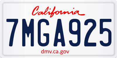 CA license plate 7MGA925