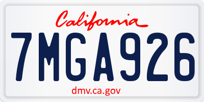 CA license plate 7MGA926