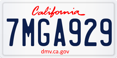 CA license plate 7MGA929
