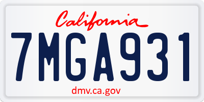 CA license plate 7MGA931