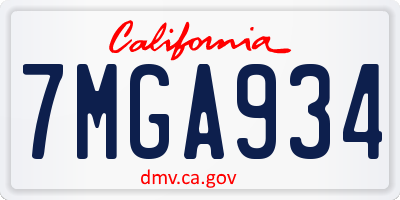 CA license plate 7MGA934