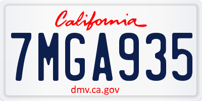 CA license plate 7MGA935