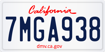 CA license plate 7MGA938