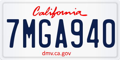 CA license plate 7MGA940