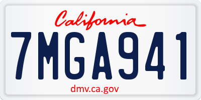 CA license plate 7MGA941