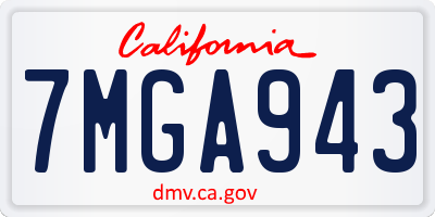 CA license plate 7MGA943