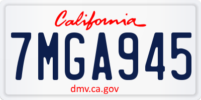 CA license plate 7MGA945