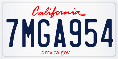 CA license plate 7MGA954