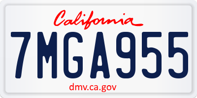 CA license plate 7MGA955