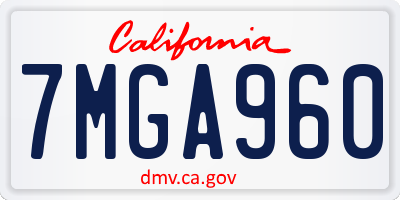 CA license plate 7MGA960