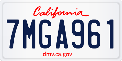 CA license plate 7MGA961