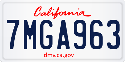 CA license plate 7MGA963