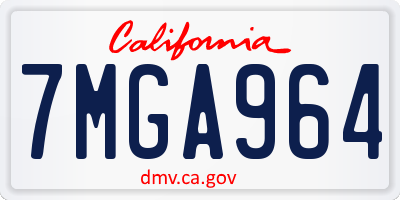 CA license plate 7MGA964