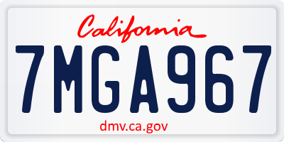 CA license plate 7MGA967