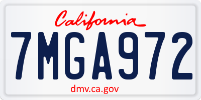 CA license plate 7MGA972