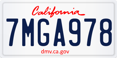 CA license plate 7MGA978