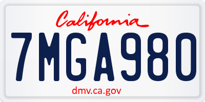 CA license plate 7MGA980