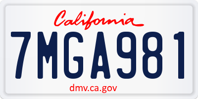 CA license plate 7MGA981