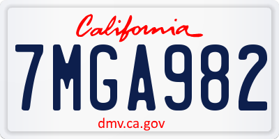 CA license plate 7MGA982