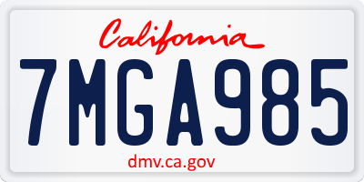 CA license plate 7MGA985