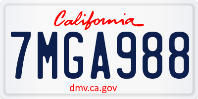 CA license plate 7MGA988