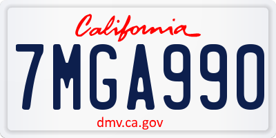 CA license plate 7MGA990