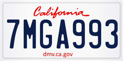 CA license plate 7MGA993