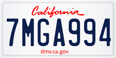 CA license plate 7MGA994