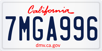 CA license plate 7MGA996