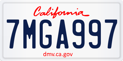 CA license plate 7MGA997