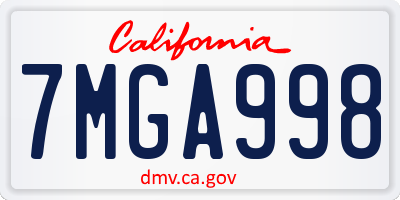 CA license plate 7MGA998