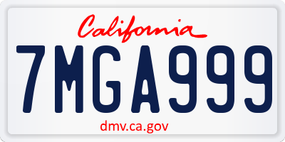 CA license plate 7MGA999