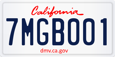 CA license plate 7MGB001